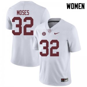 NCAA Women's Alabama Crimson Tide #32 Dylan Moses Stitched College 2018 Nike Authentic White Football Jersey ON17K75TR